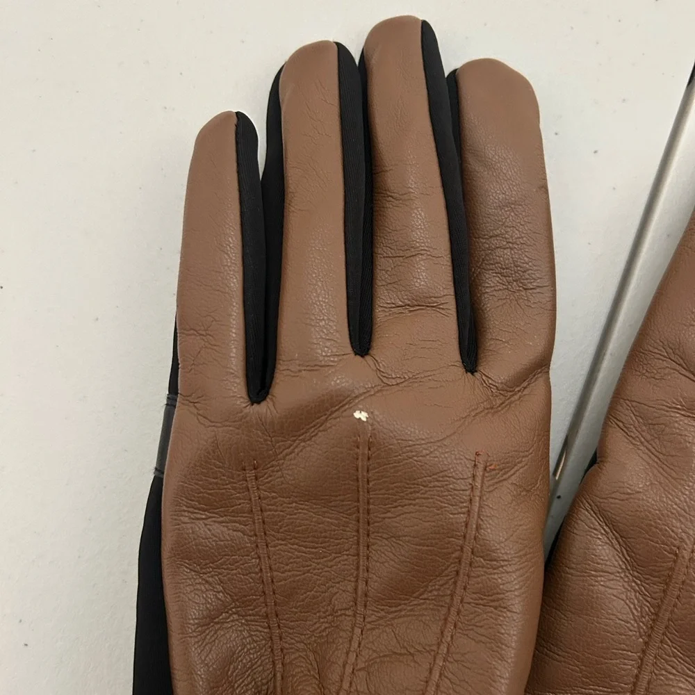 Anne Klein Faux Leather Gloves Brown Black